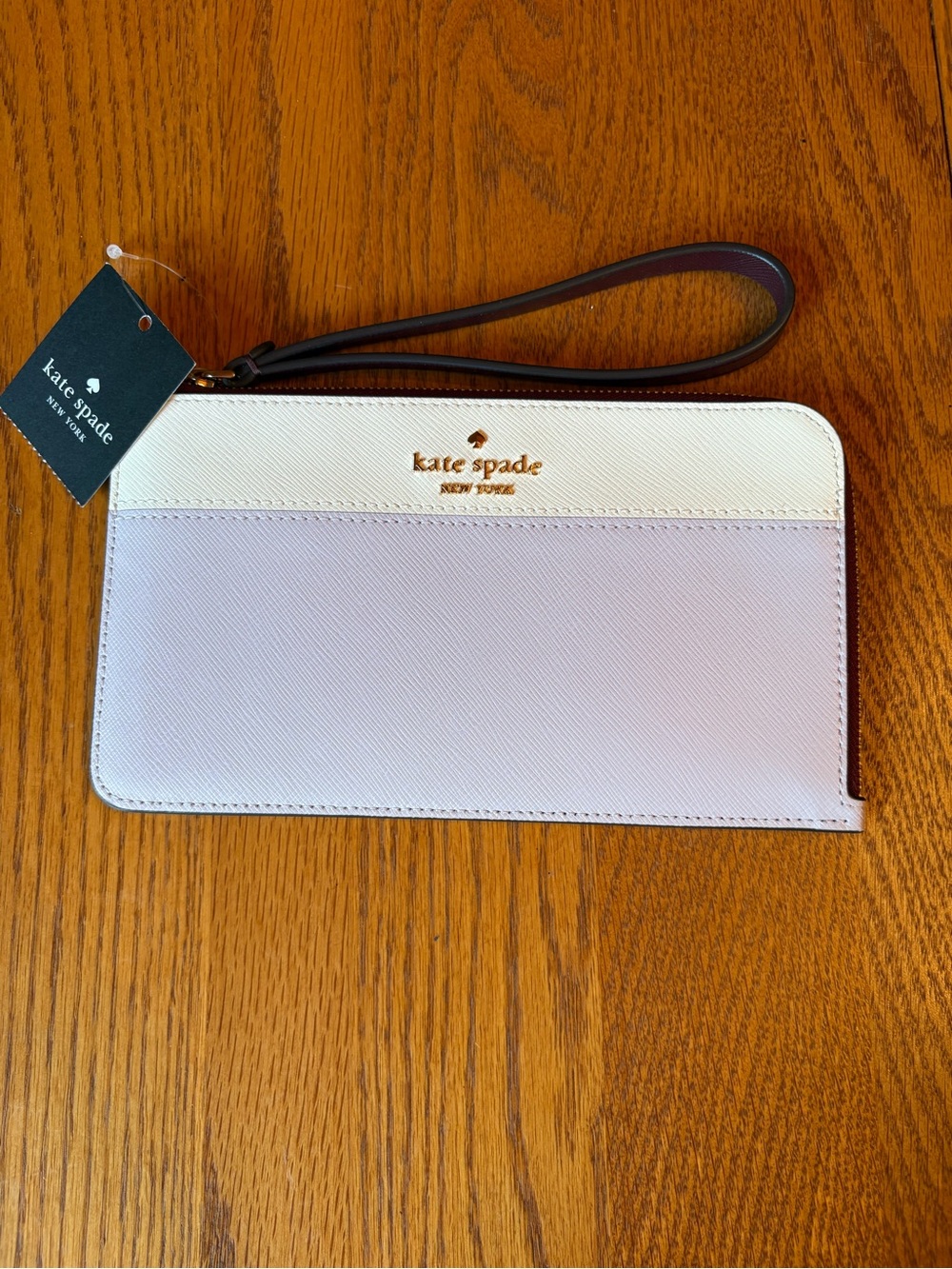 kate spade Two-Tone Lilac and Cream Wristlet with Strap